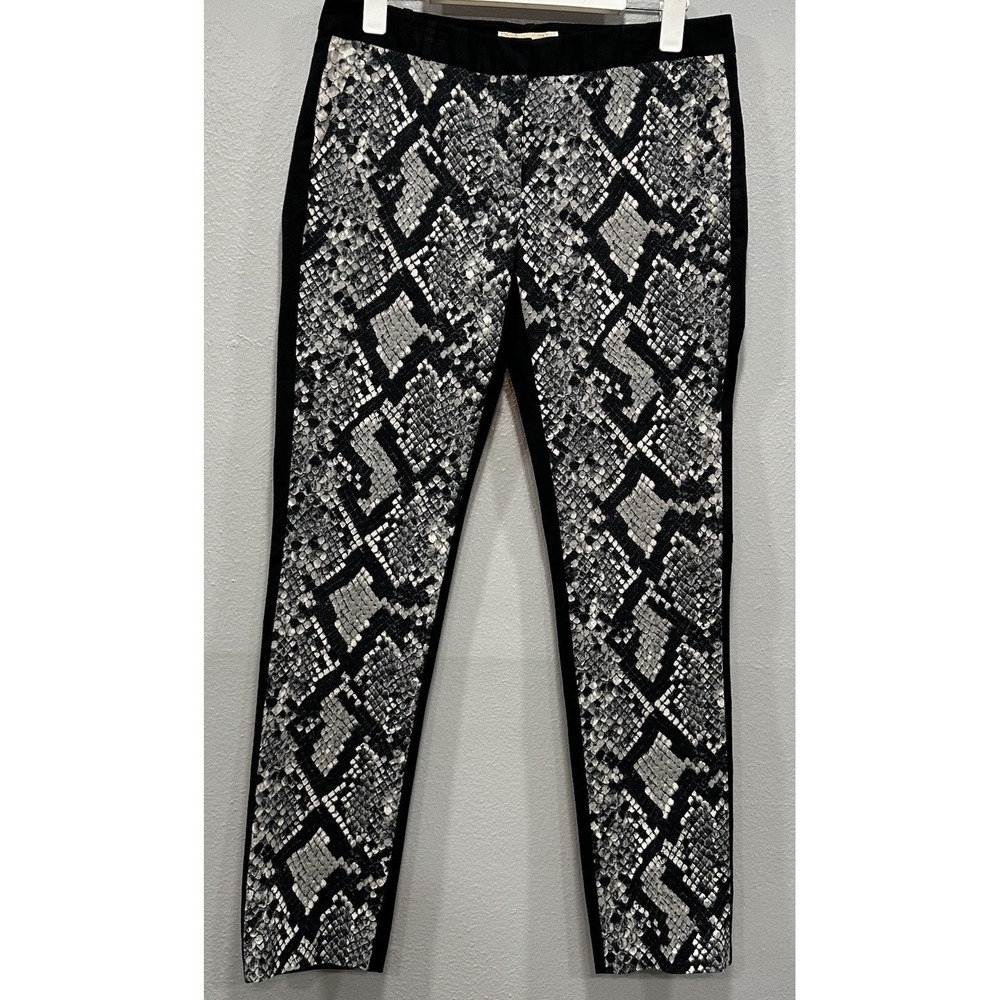 Michael Kors Dress Pants Womens Sz 8 Black Snake Print Zip Up 4 Pockets Stretch